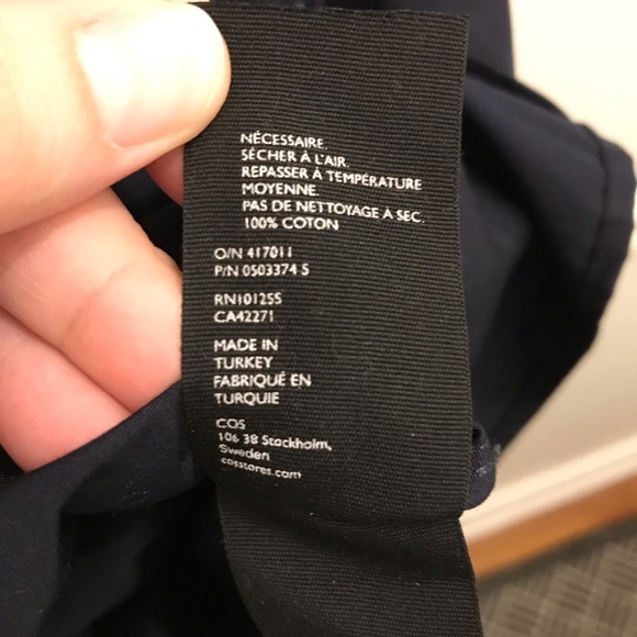 COS Peplum Eyelet Dress 2 cotton navy blue short sleeves knee length - Picture 10 of 10